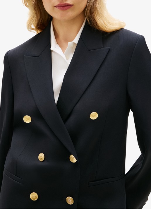Tommy Hilfiger Blazer in wolblend - detail 6 donkerblauw