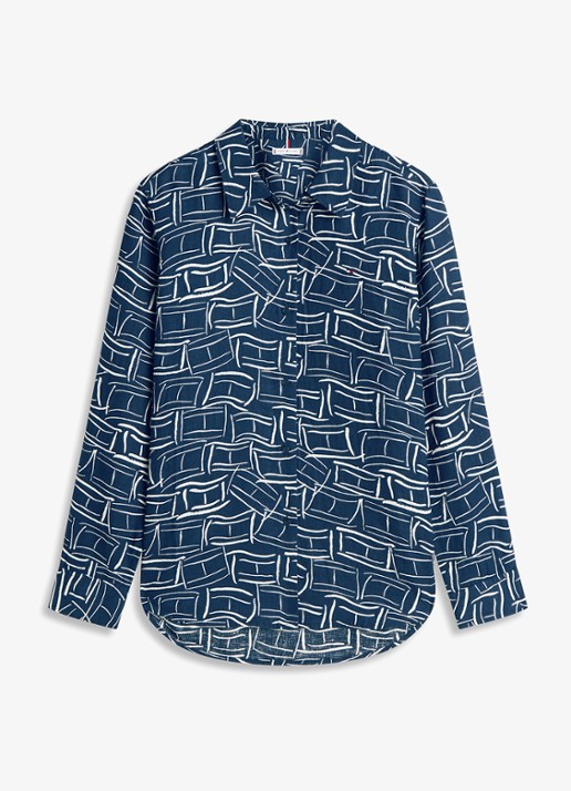 Tommy Hilfiger Blouse met grafische print - voorkant donkerblauw