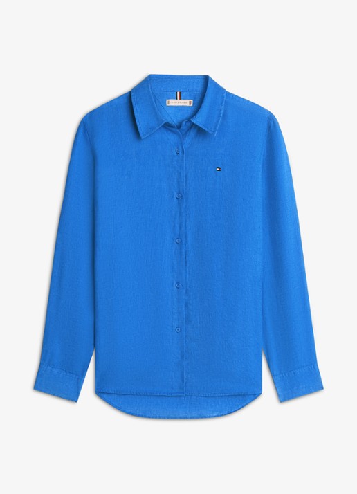 Tommy Hilfiger Blouse met grafische print - voorkant blauw