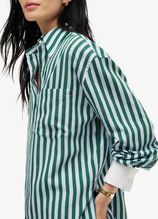 Tommy Hilfiger Blouse met streepdessin  - detail 5 groen