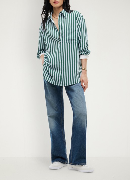 Tommy Hilfiger Blouse met streepdessin  - voorkant 2 groen