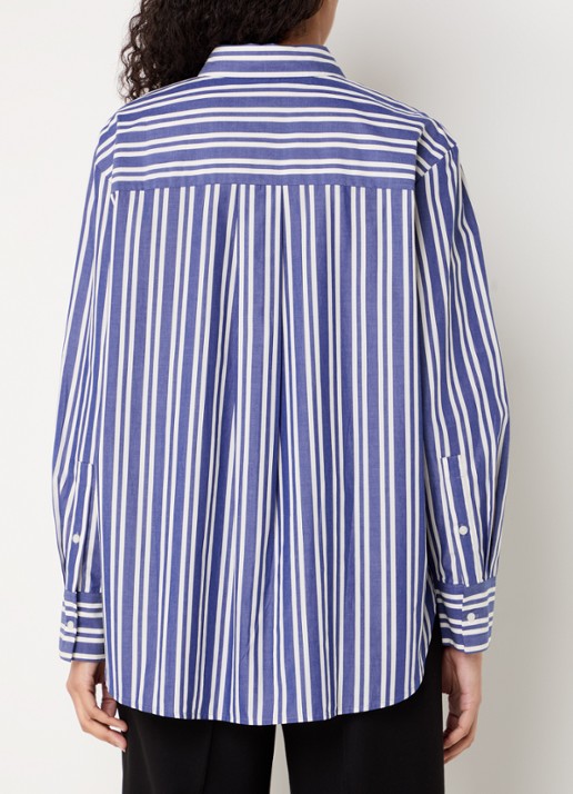 Tommy Hilfiger Blouse met streepprint en borstzak - achterkant petrol