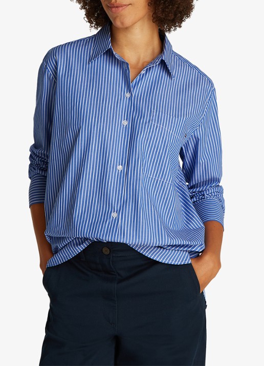 Tommy Hilfiger Blouse met streepprint en borstzak - detail 2 blauw