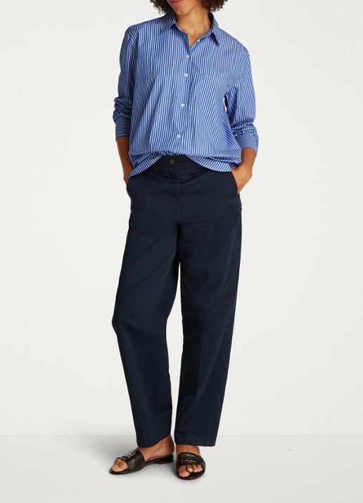 Tommy Hilfiger Blouse met streepprint en borstzak - voorkant 5 blauw