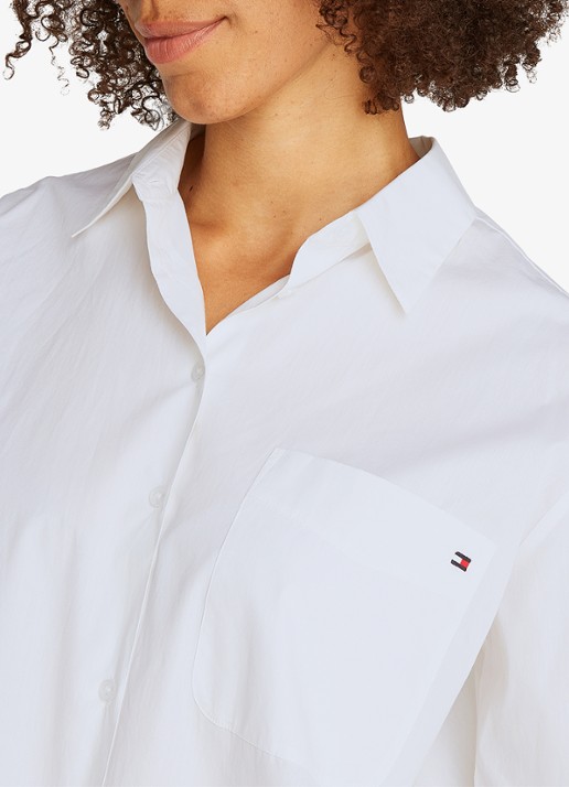 Tommy Hilfiger Blouse met streepprint en borstzak - detail 2 wit