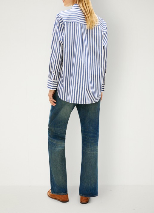 Tommy Hilfiger Blouse met streepprint en borstzak - achterkant 5 lichtblauw