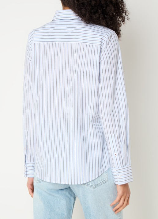 Tommy Hilfiger Blouse met streepprint en logoborduring - achterkant blauw