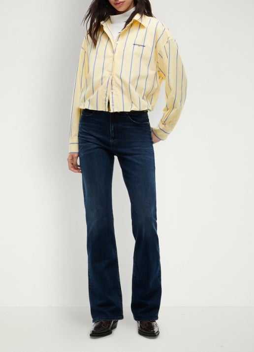 Tommy Hilfiger Blouse met streepprint en logoborduring - voorkant 2 geel