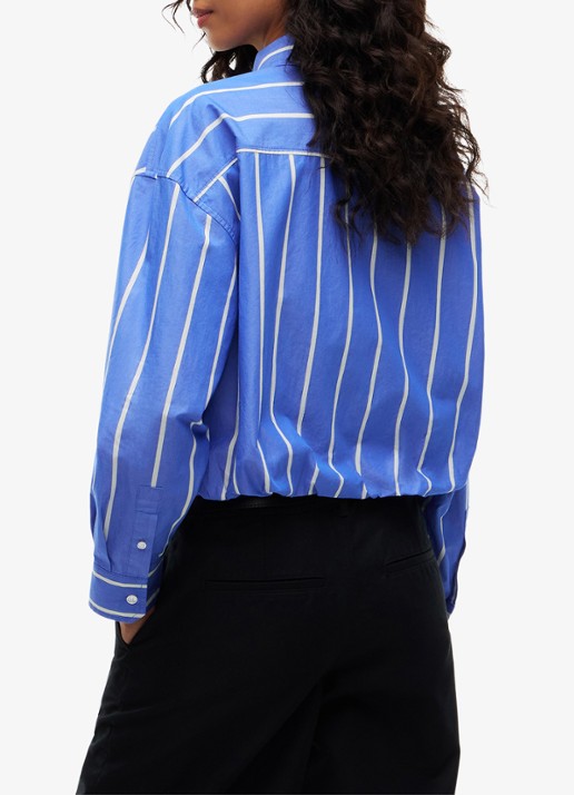 Tommy Hilfiger Blouse met streepprint en logoborduring - achterkant blauw