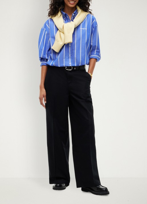 Tommy Hilfiger Blouse met streepprint en logoborduring - voorkant 5 blauw