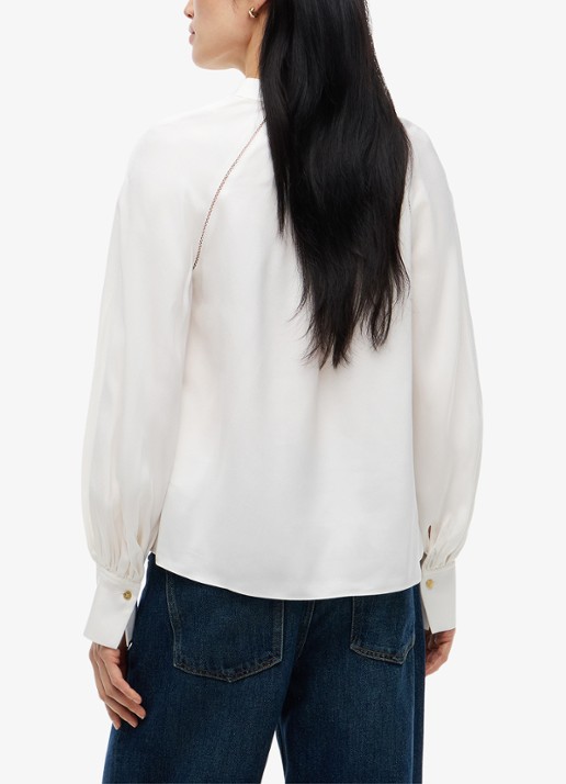 Tommy Hilfiger Blouse van satijn met knoopdetail - achterkant ivoor