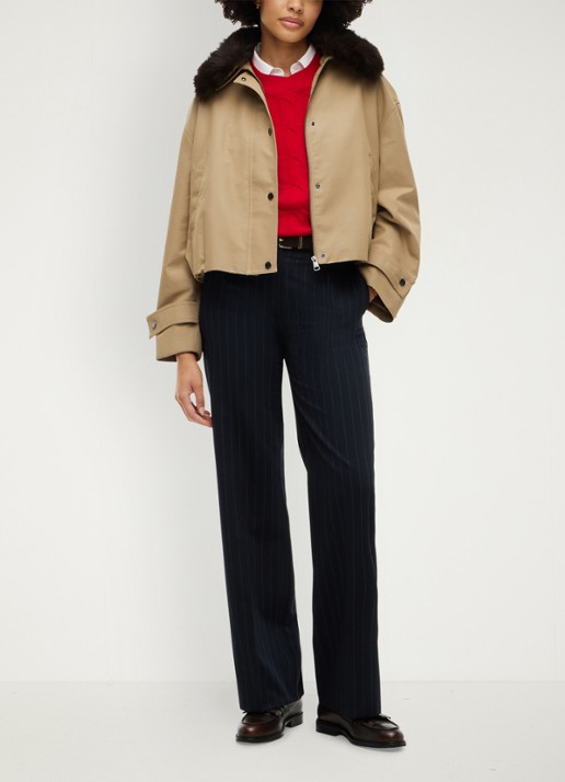 Tommy Hilfiger Bomberjack met afneembare kraag - voorkant 5 camel
