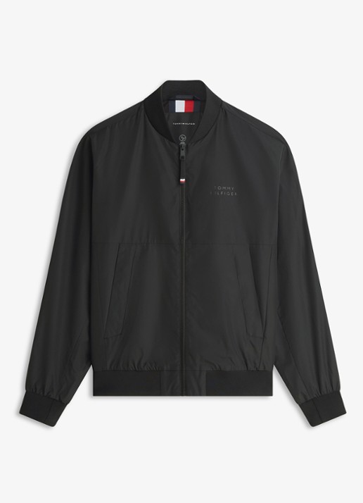 Tommy Hilfiger Bomberjack met logo - voorkant zwart