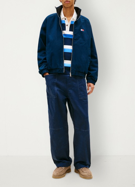 Tommy Hilfiger Bomberjack met logoborduring en steekzakken - voorkant 6 donkerblauw