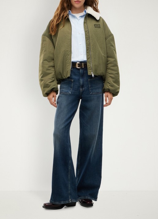 Tommy Hilfiger Bomberjack met logoborduring - voorkant 5 donkergroen