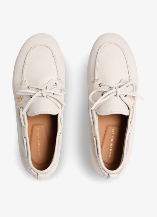 Tommy Hilfiger Bootschoen van leer met logo - detail 3 beige