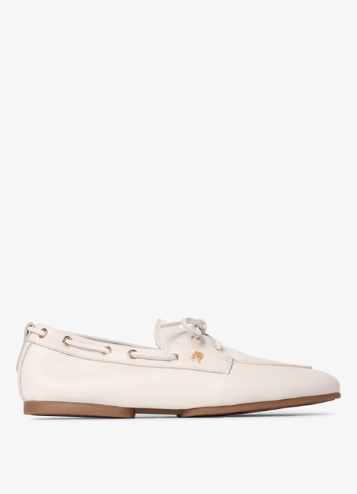 Tommy Hilfiger Bootschoen van leer met logo - detail 4 beige
