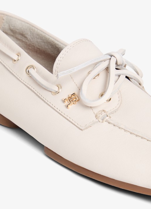 Tommy Hilfiger Bootschoen van leer met logo - detail 5 beige
