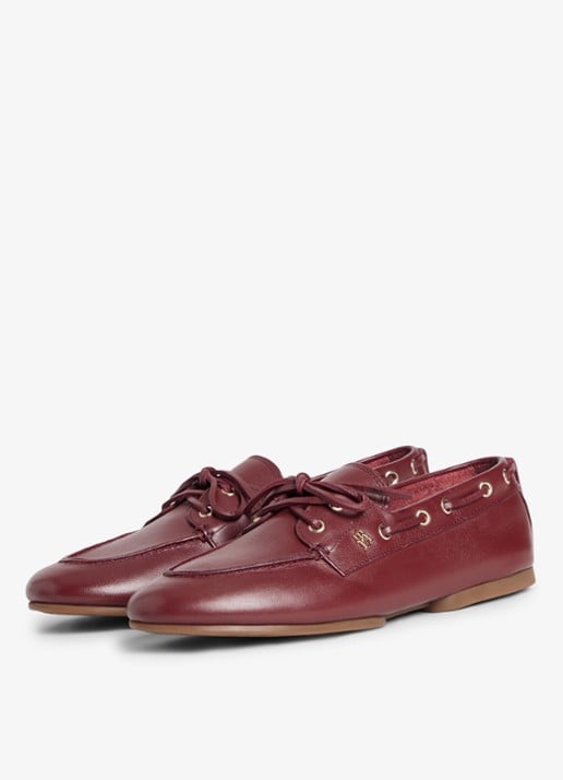 Tommy Hilfiger Bootschoen van leer met logo - voorkant 5 rood