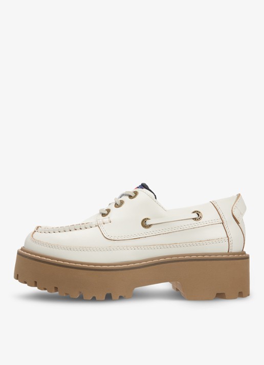 Tommy Hilfiger Bootschoen van leer - detail ivoor