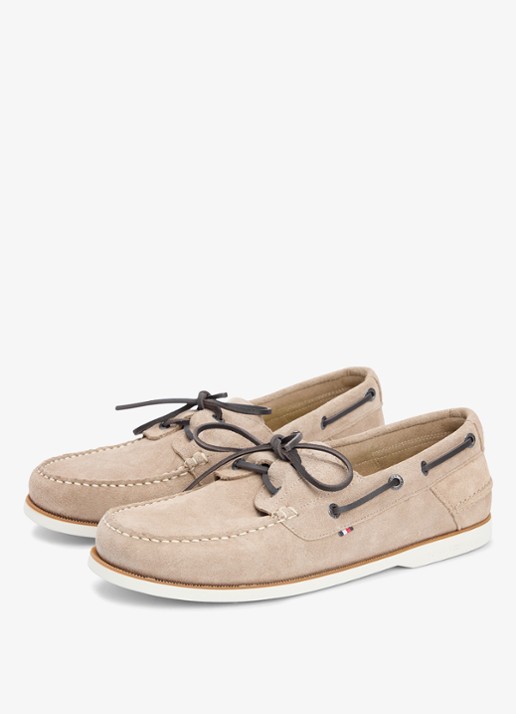 Tommy Hilfiger Bootschoen van suède met logo - achterkant 6 beige