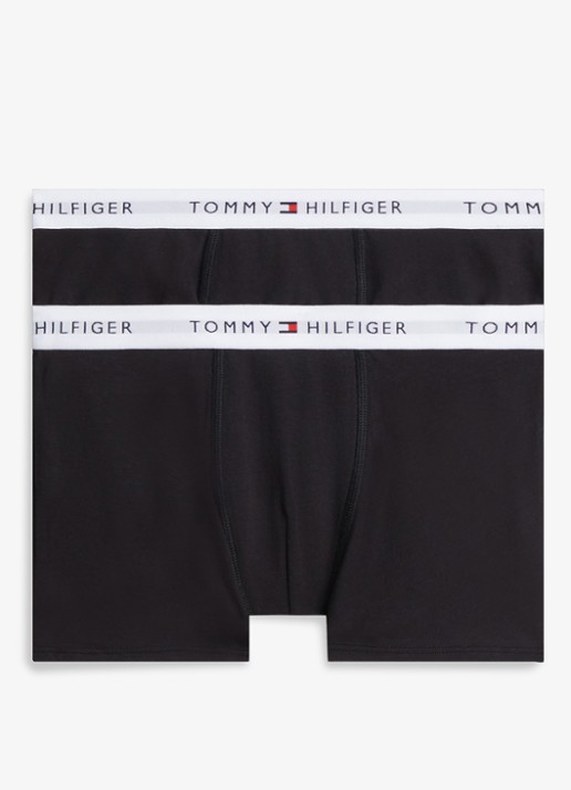 Tommy Hilfiger Boxershorts met logoband in 2-pack - voorkant zwart