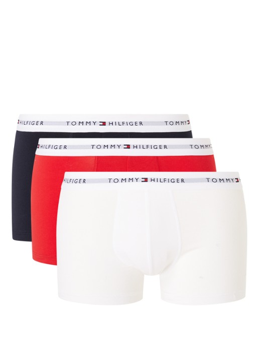 Tommy Hilfiger Boxershorts met logoband in 3-pack    - voorkant 2 wit