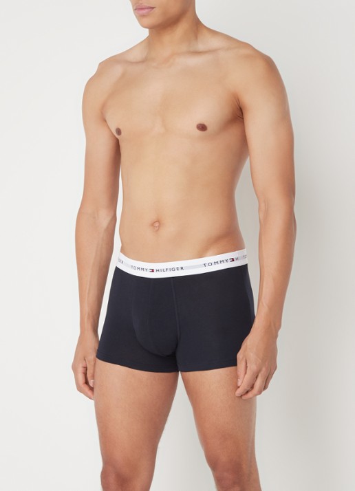 Tommy Hilfiger Boxershorts met logoband in 3-pack    - voorkant 3 donkerblauw