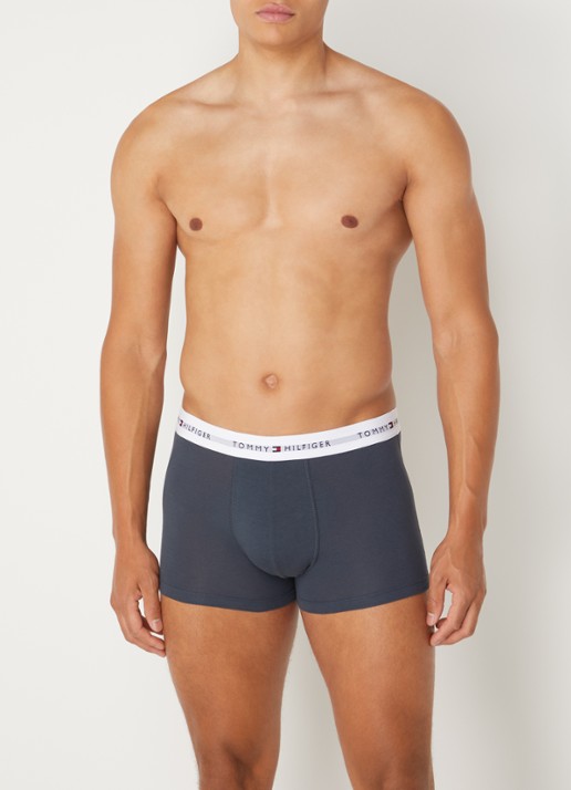 Tommy Hilfiger Boxershorts met logoband in 3-pack    - voorkant 3 blauwgrijs