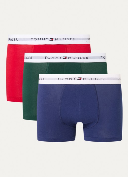 Tommy Hilfiger Boxershorts met logoband in 3-pack    - voorkant 8 donkergroen