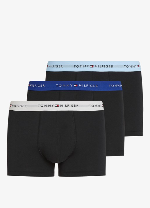 Tommy Hilfiger Boxershorts met logoband in 3-pack - voorkant 2 staalblauw