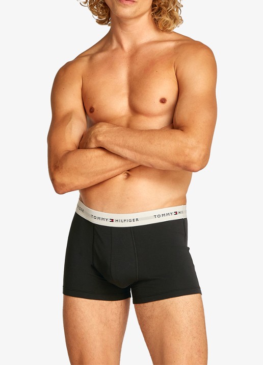 Tommy Hilfiger Boxershorts met logoband in 3-pack - voorkant 3 staalblauw
