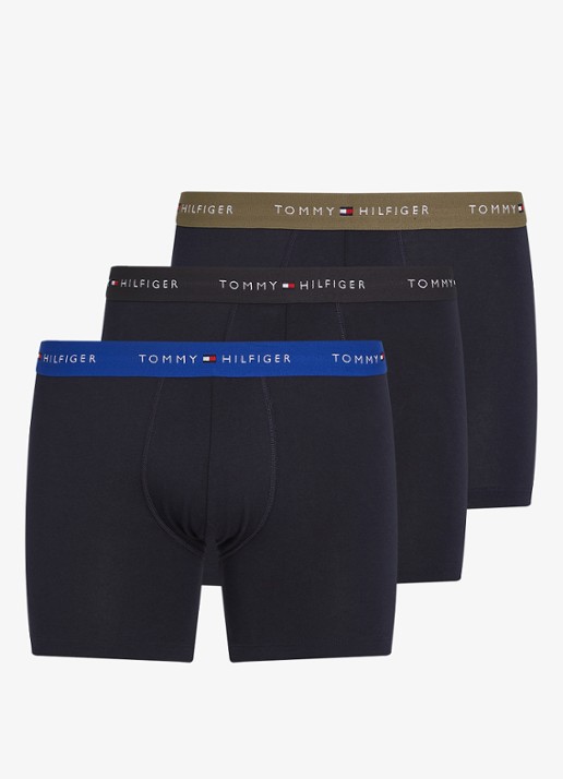 Tommy Hilfiger Boxershorts met logoband in 3-pack - voorkant 2 blauw