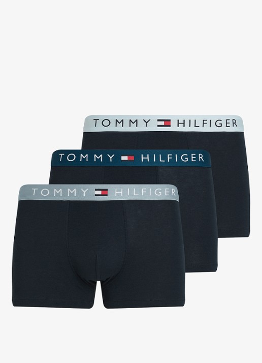 Tommy Hilfiger Boxershorts met logoband in 3-pack - voorkant 4 donkerblauw