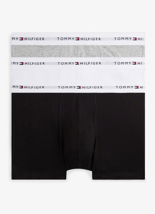 Tommy Hilfiger Boxershorts met logoband in 3-pack - voorkant grey heather/black/white-0xo