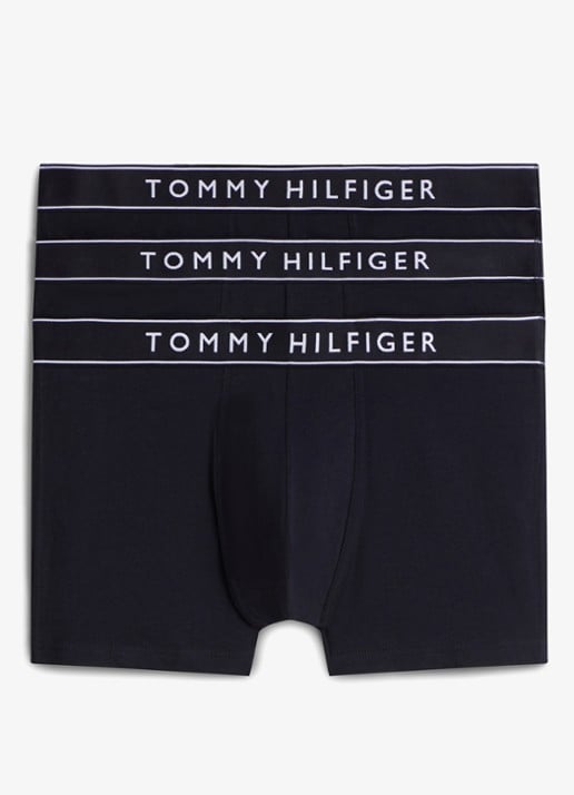 Tommy Hilfiger Boxershorts met logoband in 3-pack - voorkant donkerblauw