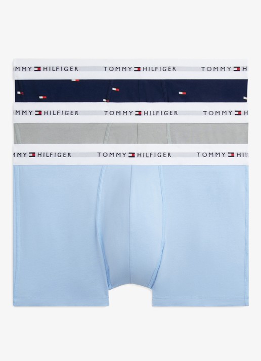 Tommy Hilfiger Boxershorts met logoband in 3-pack - voorkant 4 lichtblauw
