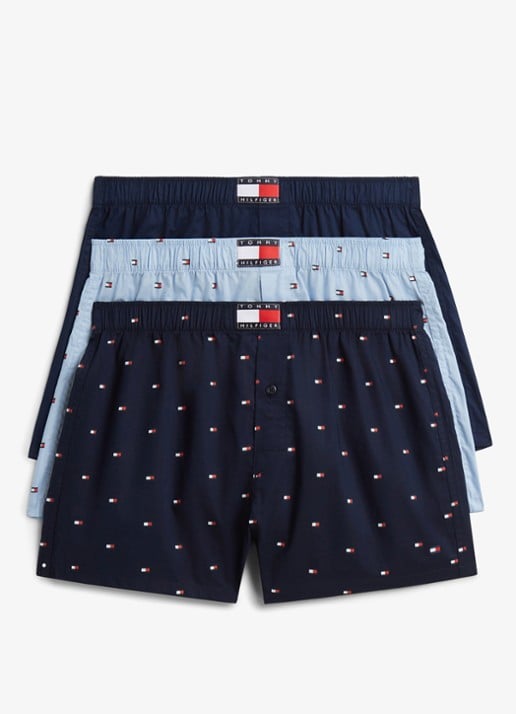 Tommy Hilfiger Boxershorts met logoband in 3-pack - voorkant blauw