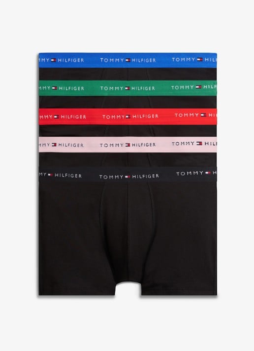 Tommy Hilfiger Boxershorts met logoband in 4-pack - voorkant 5 zwart
