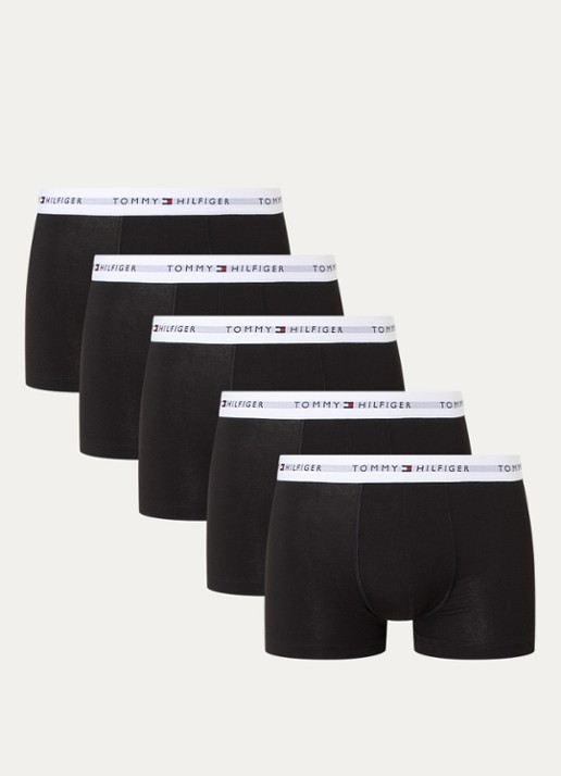 Tommy Hilfiger Boxershorts met logoband in 5-pack - voorkant zwart