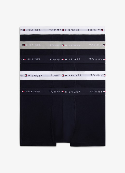 Tommy Hilfiger Boxershorts met logoband in 5-pack - voorkant 6 donkerblauw