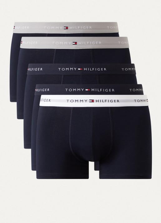 Tommy Hilfiger Boxershorts met logoband in 5-pack - voorkant 8 donkerblauw