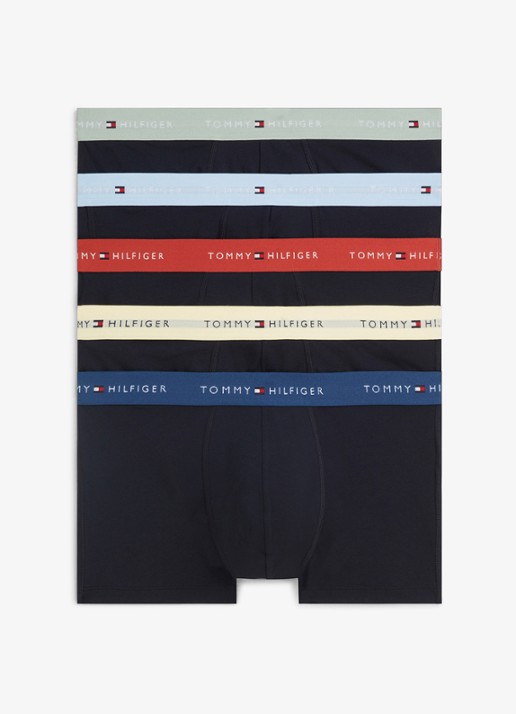 Tommy Hilfiger Boxershorts met logoband in 5-pack - voorkant zwart