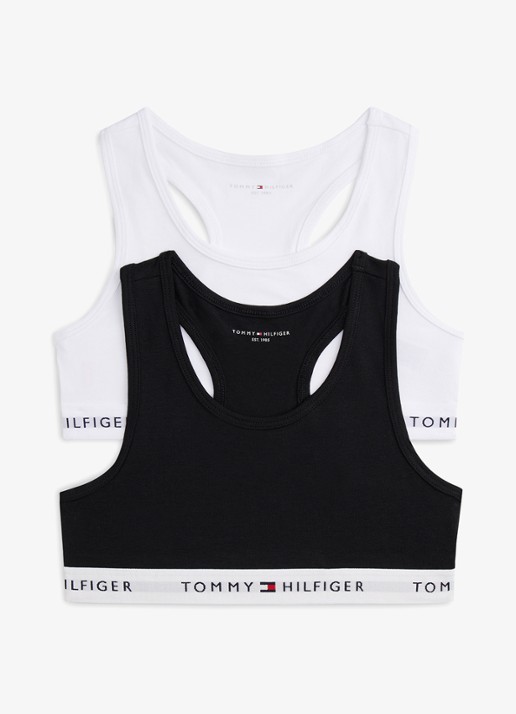 Tommy Hilfiger Bralette met logoband in 2-pack - voorkant 2 zwart