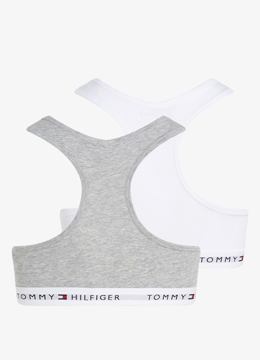 Tommy Hilfiger Bralette met logoband in 2-pack - achterkant 3 grijsmele