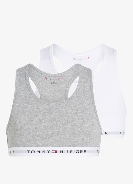 Tommy Hilfiger Bralette met logoband in 2-pack - detail grijsmele