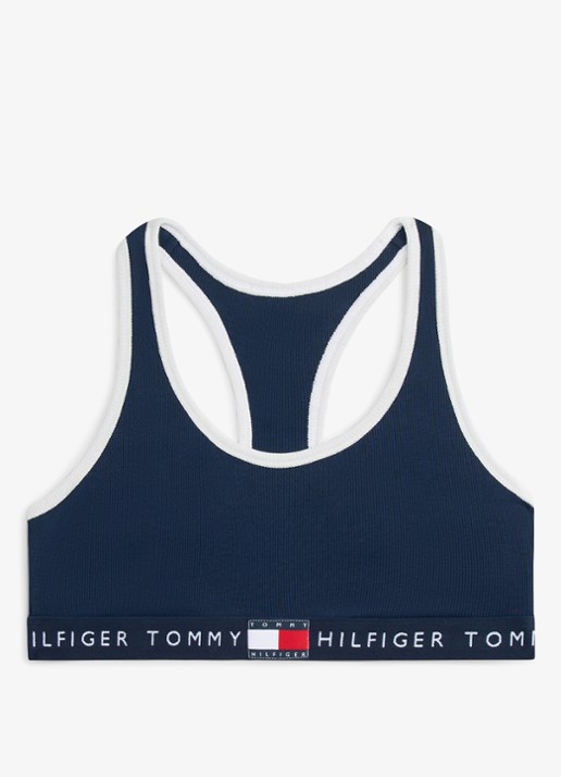 Tommy Hilfiger Bralette met logoband - voorkant 2 donkerblauw