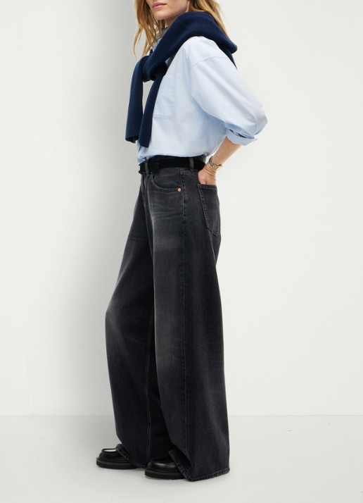 Tommy Hilfiger Charlie mid waist wide leg jeans met gekleurde wassing  - detail 2 zwart