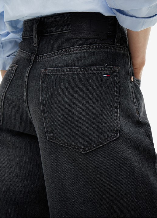 Tommy Hilfiger Charlie mid waist wide leg jeans met gekleurde wassing  - detail 3 zwart