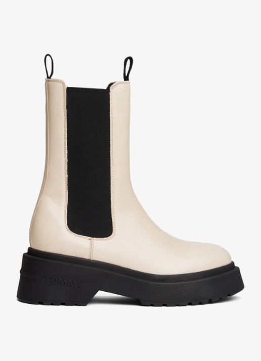 Tommy Hilfiger Chelsea boot van leer - detail 5 gebroken wit